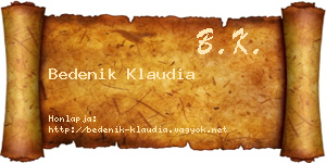 Bedenik Klaudia névjegykártya
